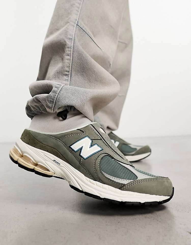New Balance 2002 sneaker mules in khaki